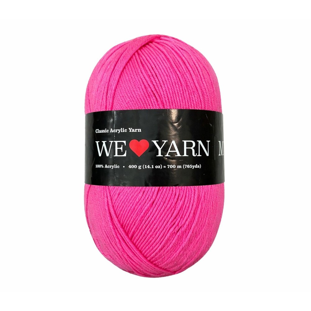 NEW Hobbii We Love Yarn, MegaBall Aran, 100% Acrylic, Bright Pink, 765 yds